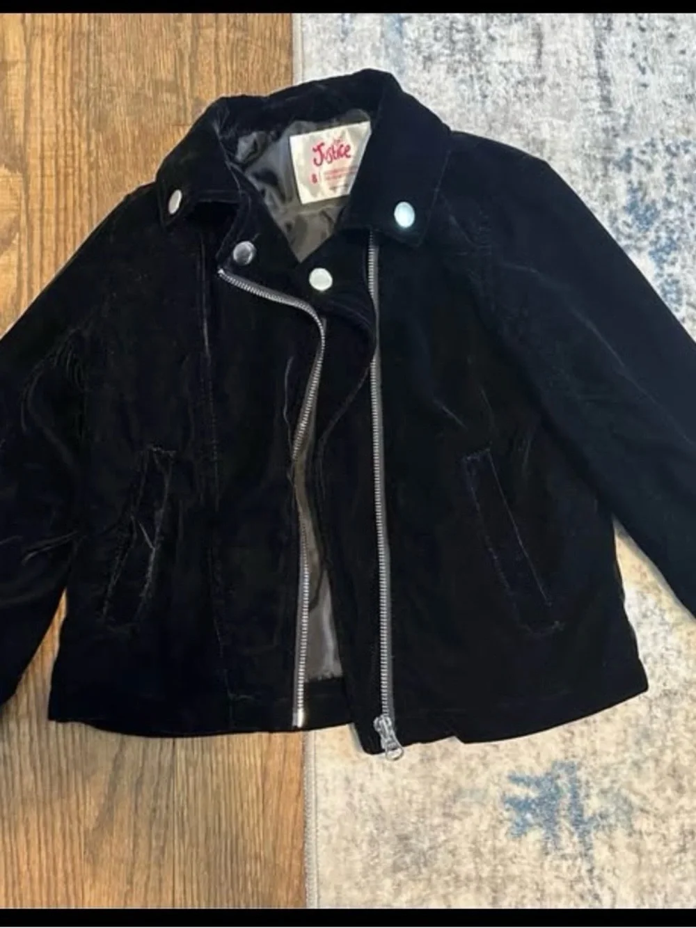 Justice Black Velvet Moto-Style Jacket